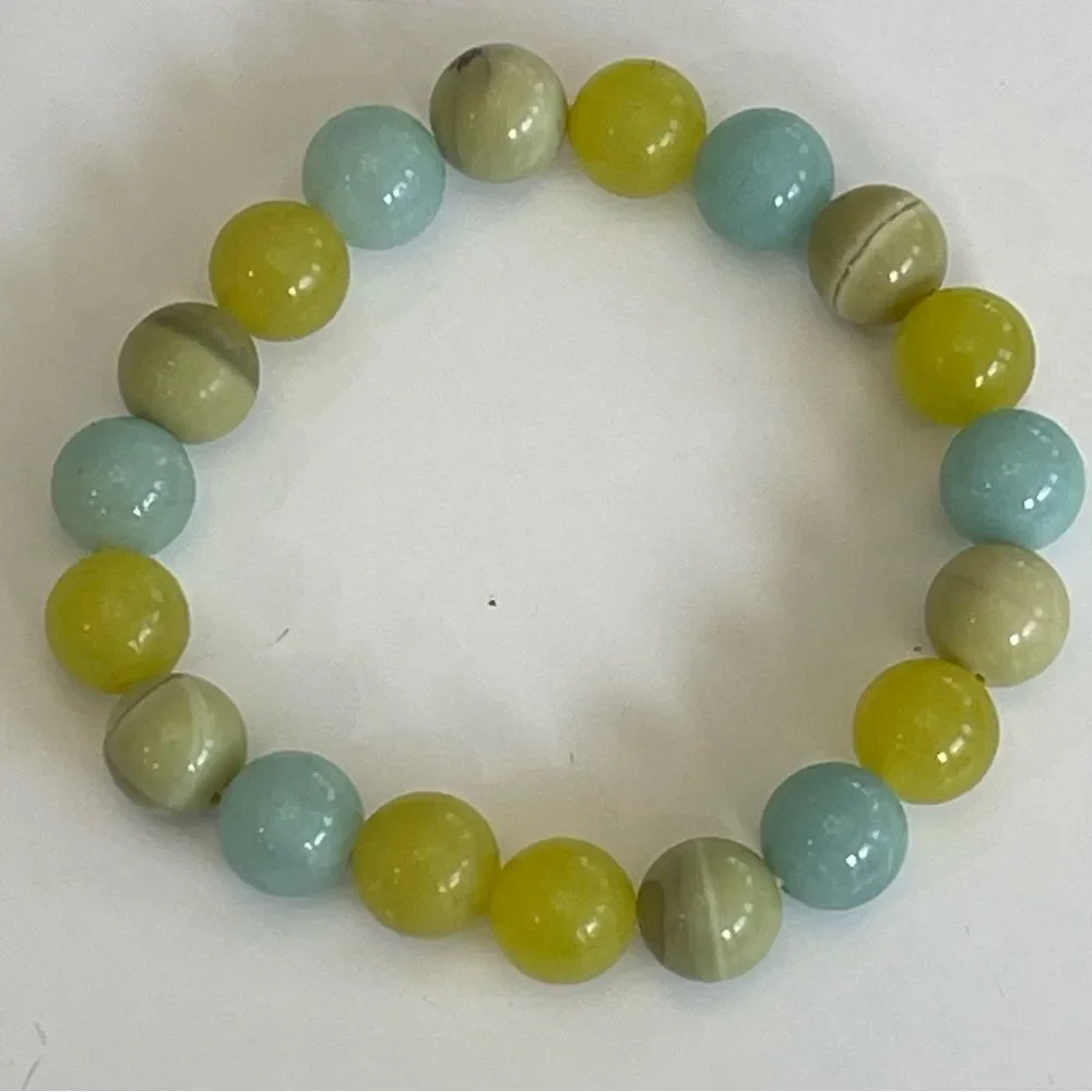 Beaded Polished Round Multi-Gemstone Stretch Bracelet Chakra Chic Bohemian Party